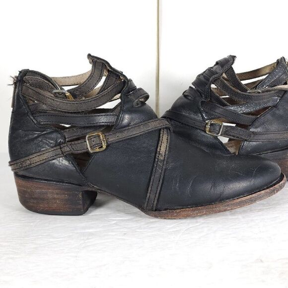 Freebird By Steven Women's Stair US8M Distressed Brown Leather Strappy Booties - Picture 9 of 12